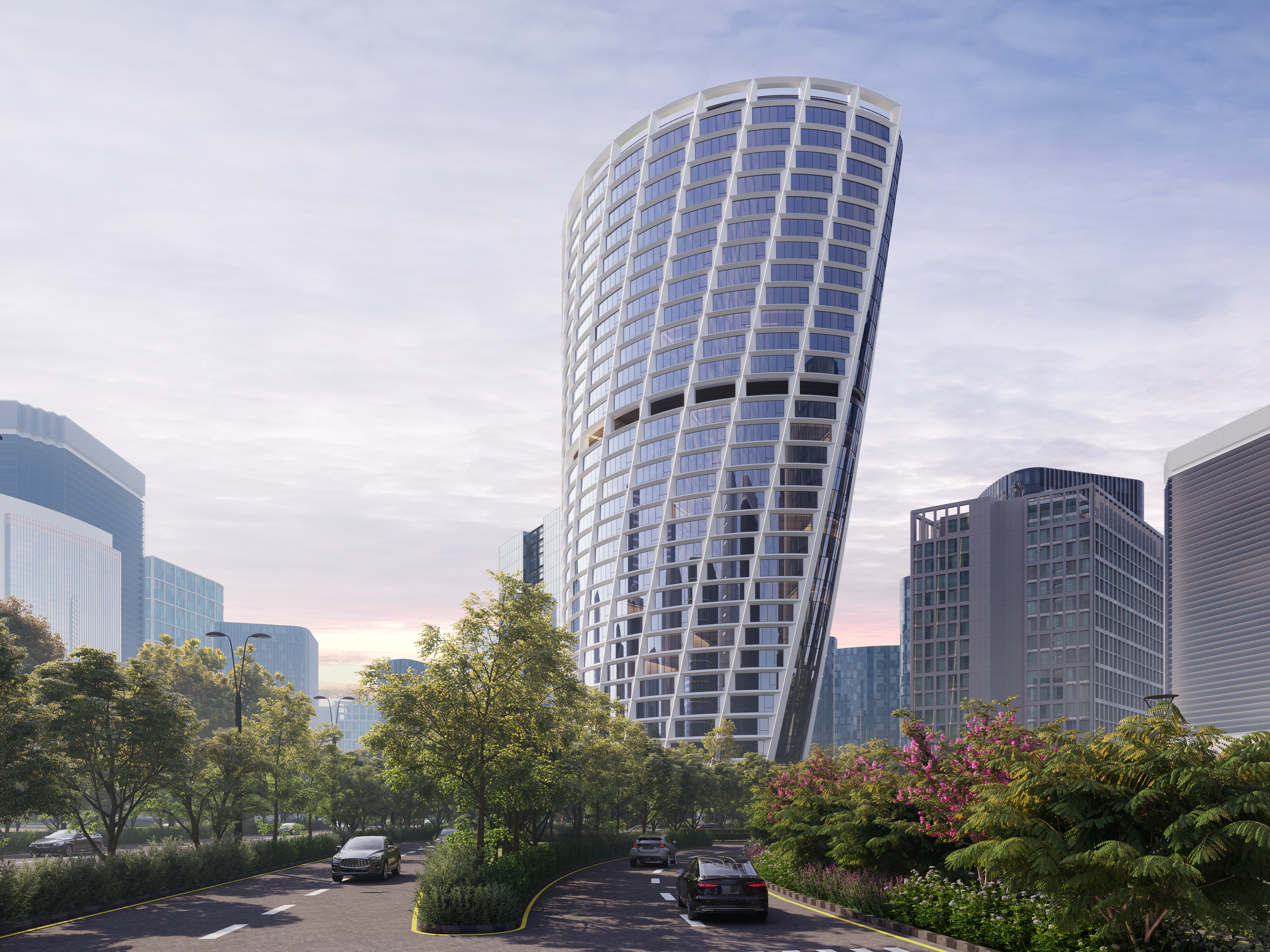 A developed commercial tower, leased and operating